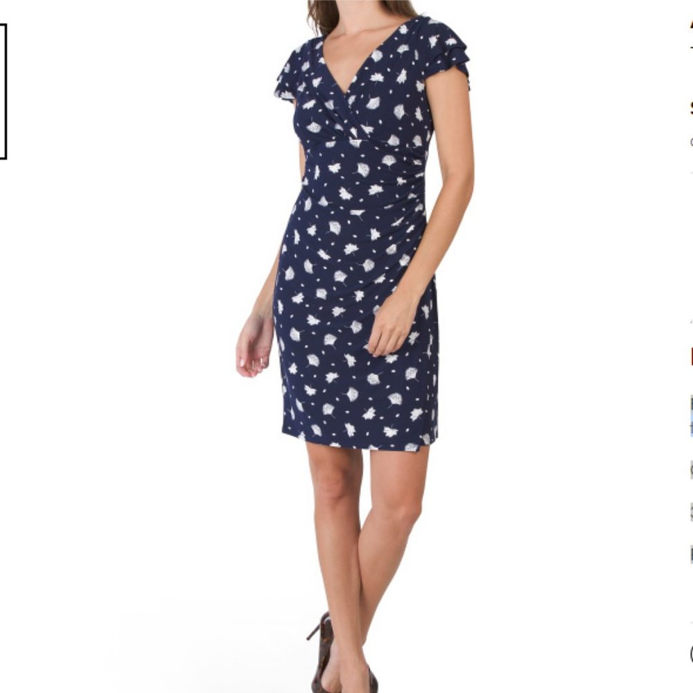 NWT ANNE KLEIN Theresa Cap Sleeve V-neck Dress